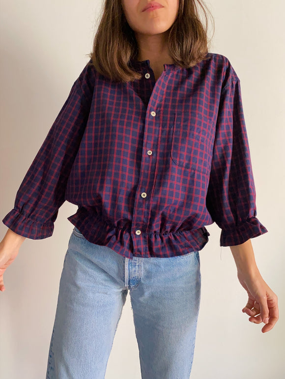 Camicia Gilbi blu a quadretti bordeaux