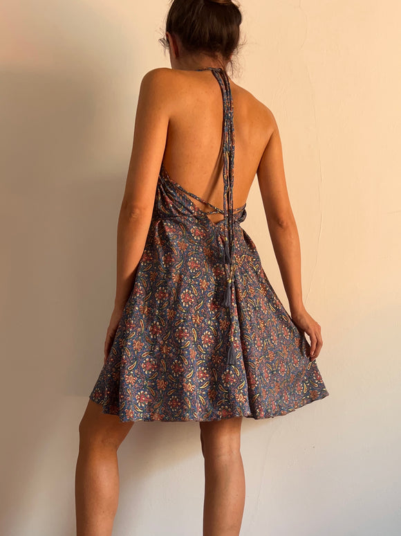 Abito schiena nuda corto blu