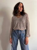 Maglione crochet mélange rosa