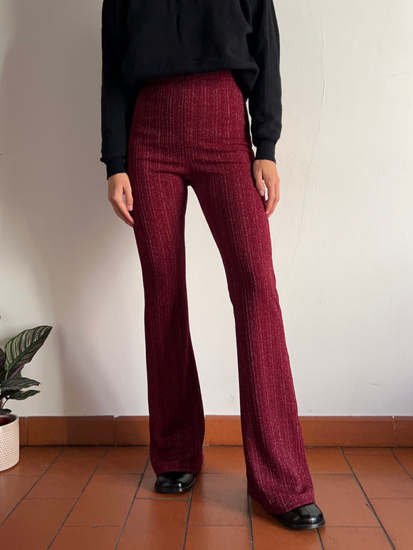 PRE ORDINE • Pantalone a zampa bordeaux lurex