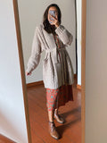 PRE ORDINE • Maxi cardigan intrecciato con cintura beige
