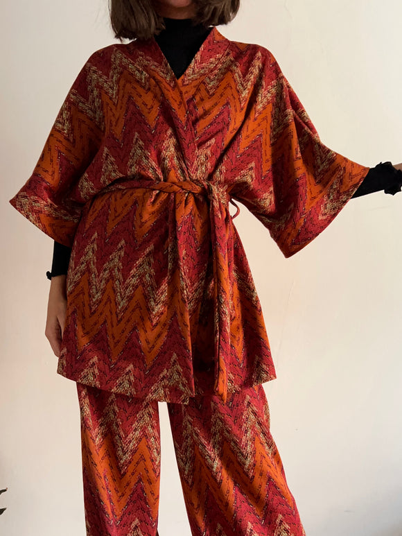 PRE ORDINE • Kimono stile Missoni ruggine
