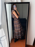 SCONTO! PRE ORDINE • Gonna con balze tartan marrone