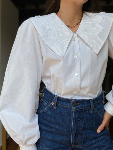 Camicia bianca con maxi colletto Celestina Vintage