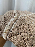 Cardigan traforato beige luccicante