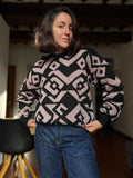 Maglione nero e rosa lurex