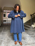 Trench scampanato blu