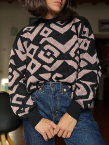 Maglione nero e rosa lurex