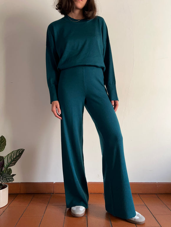 Pantalone lana merino ottanio