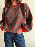 Maglione anni 80 con bordo rosso