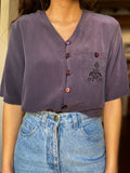 Camicia di seta lunga blu