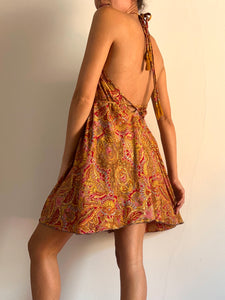 Abito schiena nuda corto senape
