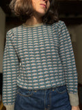 Maglione beige-azzurro-salvia