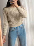 Maglione crop bianco intrecciato