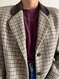 Blazer pied de poule con dettagli in velluto