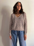 Maglione crochet mélange rosa