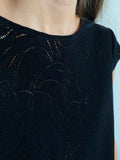 Maglietta handmade nera di velluto traforato
