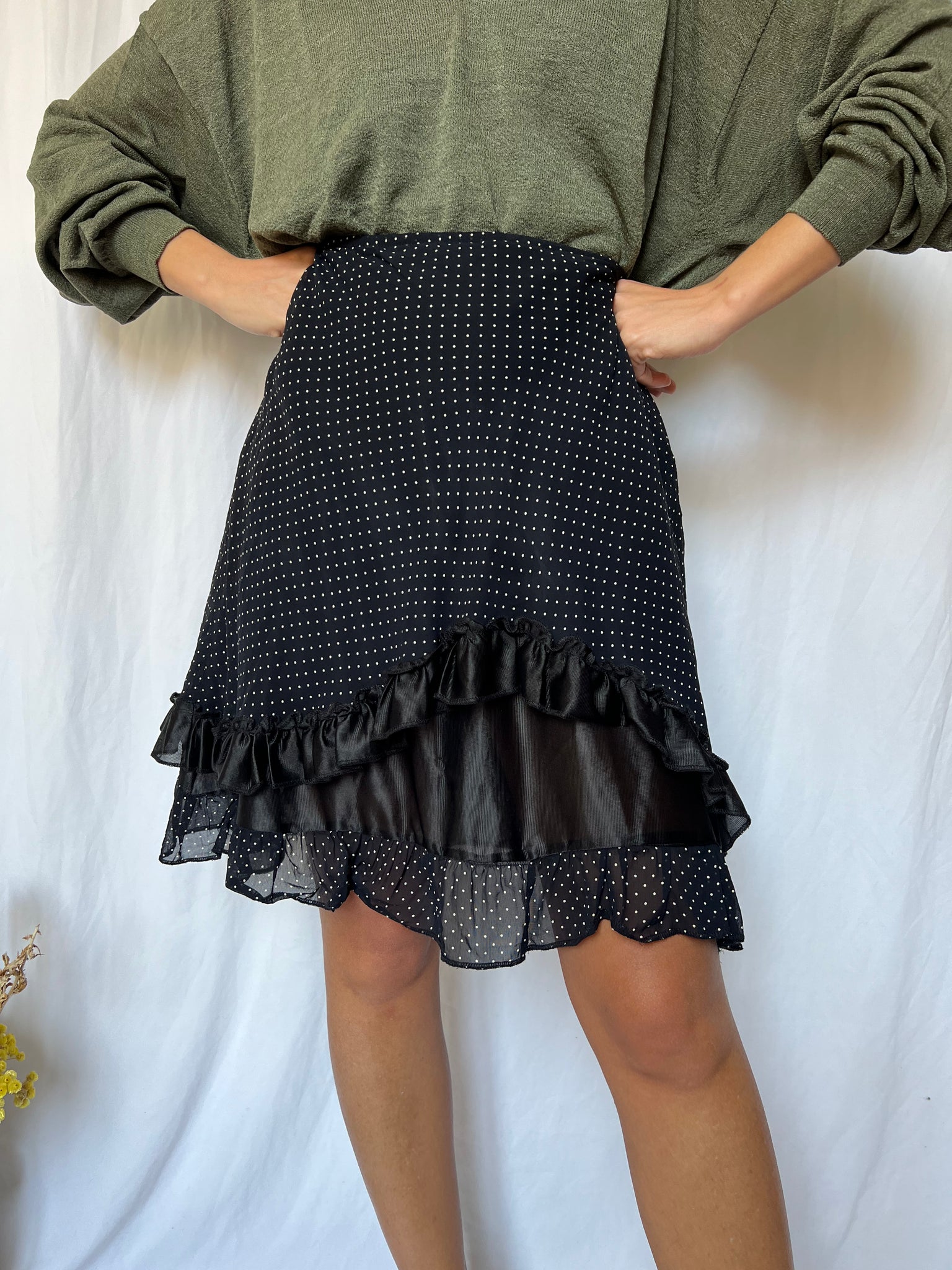 Gonna nera mini pois Celestina Vintage