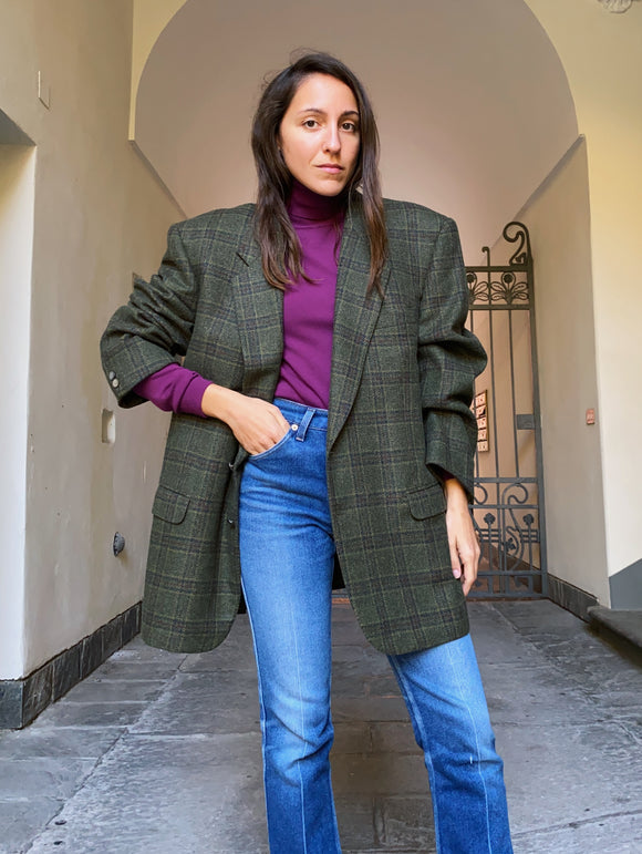 Blazer maschile verde a quadri