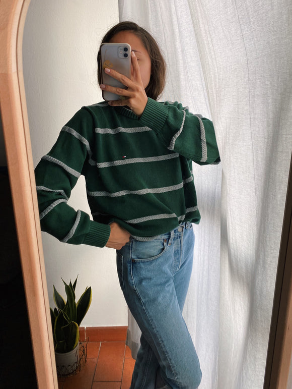 Maglione Tommy Hilfiger verde a righe