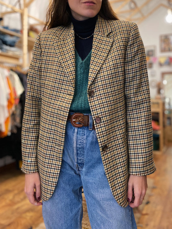 Blazer di cachemire a quadretti colori autunno