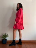 PRE ORDINE • Abito corto con cintura fuxia