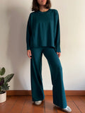 Pantalone lana merino ottanio