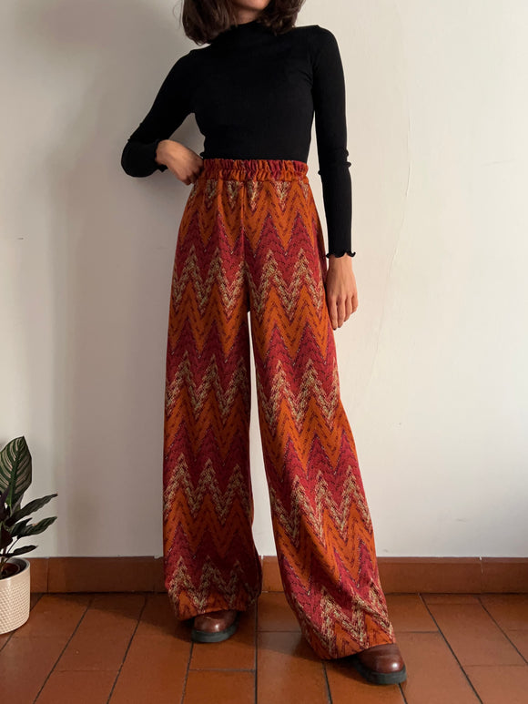 Panta palazzo stile Missoni ruggine