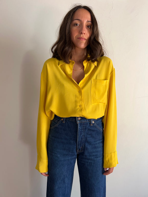 Camicia sartoriale pura seta gialla