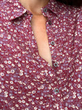 Camicia bordeaux fiorellini lilla