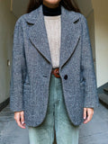 Blazer spigato con rever arrotondato