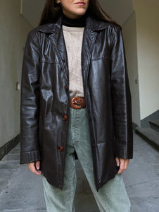 Giacca di pelle marrone modello blazer
