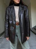 Giacca di pelle marrone modello blazer