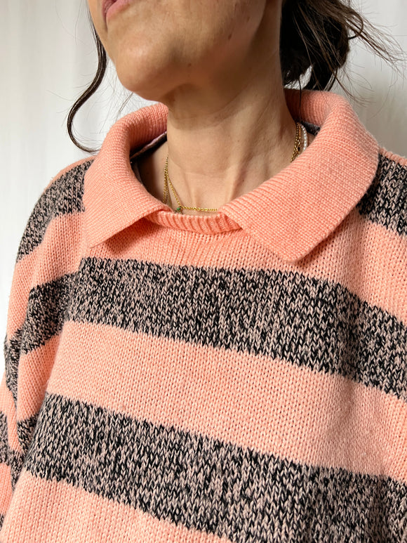 Maglione a righe colletto polo
