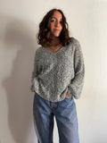 Maglione crochet mélange azzurro