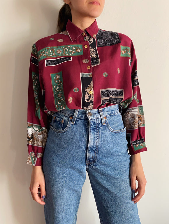 Camicia bordeaux a fantasia
