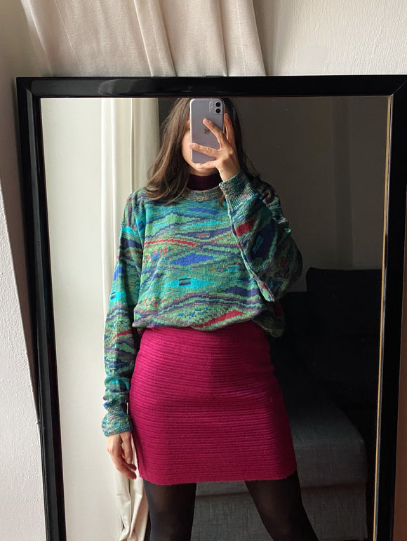 Maglione colorato base verde