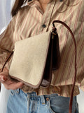 Borsa a tracolla marrone e beige