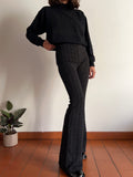 Pantalone a zampa nero lurex