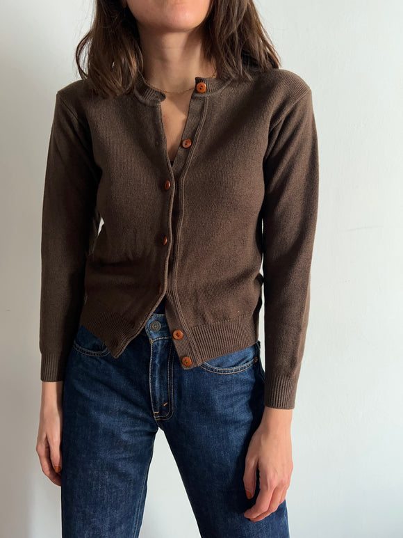 Cardigan marrone pura lana