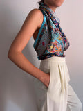 Maxi foulard di seta paisley azzurro