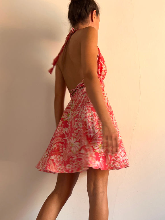 Abito schiena nuda corto fuxia