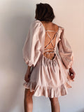 Abito con schiena nuda rosa cipria