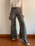 Pantalone indiano flare verde acqua e beige