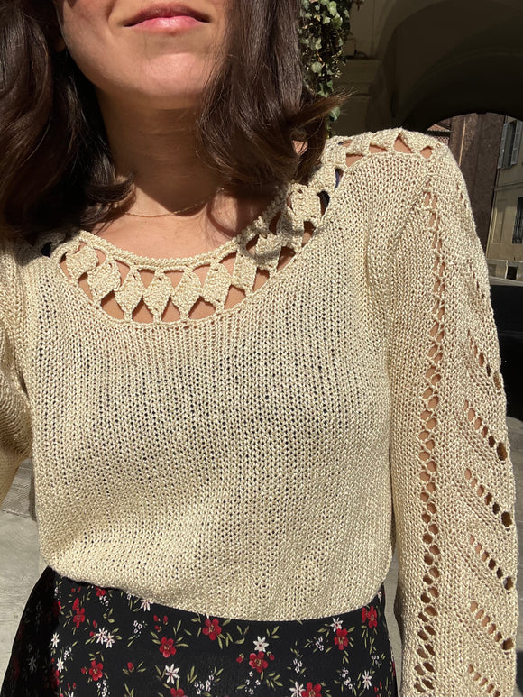 Maglia beige traforata