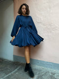 PRE ORDINE • Abito con cintura lucido blu