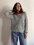 Maglione crochet mélange azzurro