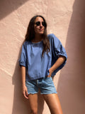 Blusa oversize azzurro cielo