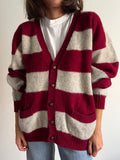 Cardigan a righe bordeaux