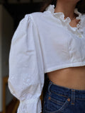 Camicia bianca crop fiori e farfalle